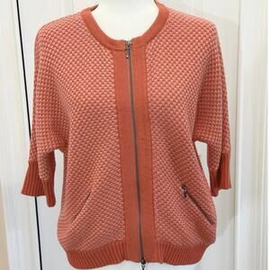 Cabi Style #195 Cocoon Knit Zip Front Cardigan color grenadine orange size Small